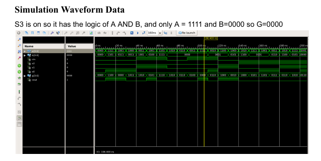 Xilinx ISim waveform simulation verifying arithmetic and logic operations