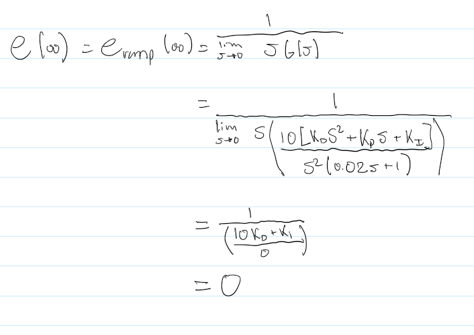 PID Controller Ramp Response with Zero Steady-State Error