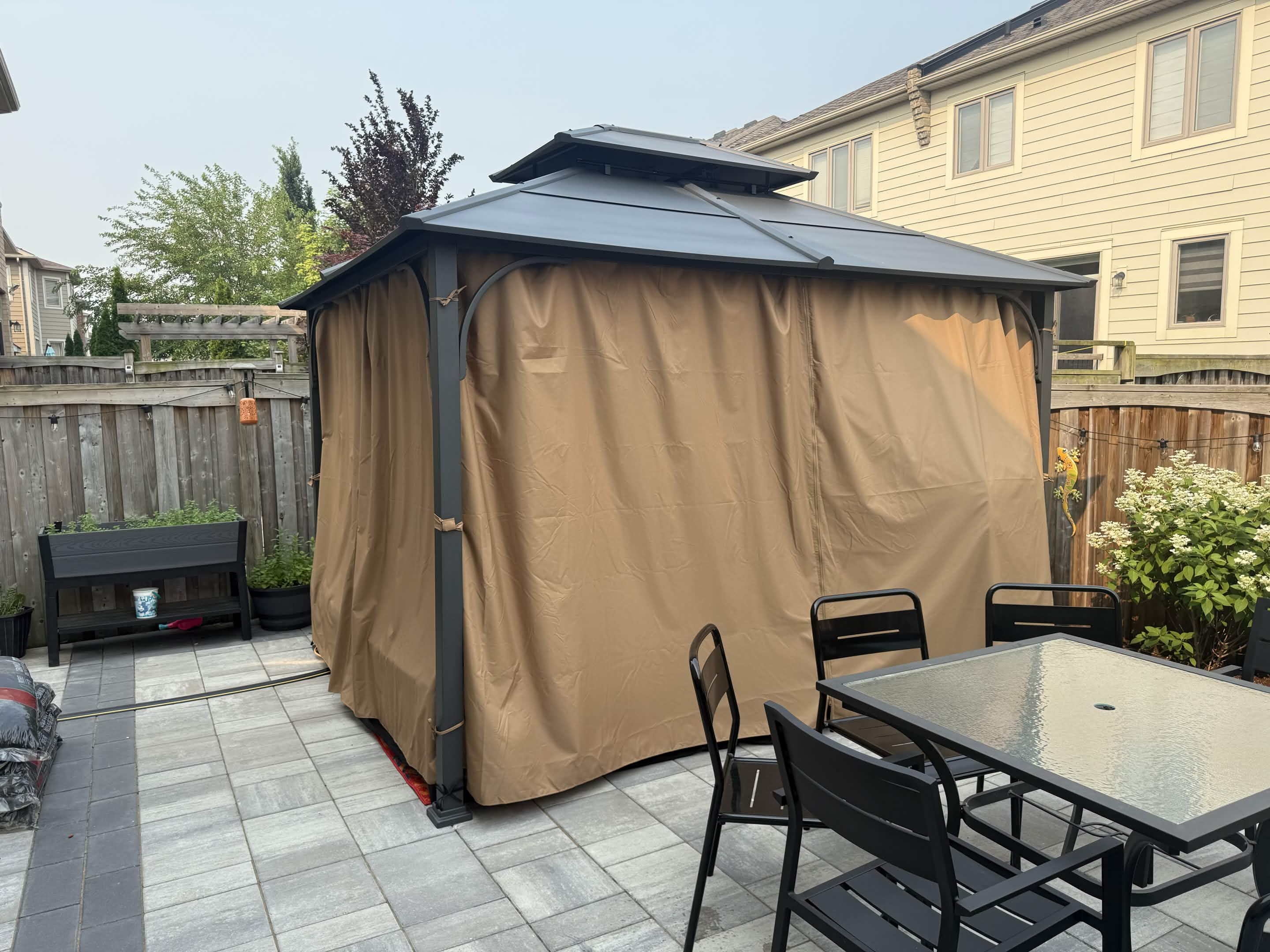 Outside of gazebo home theatre setup